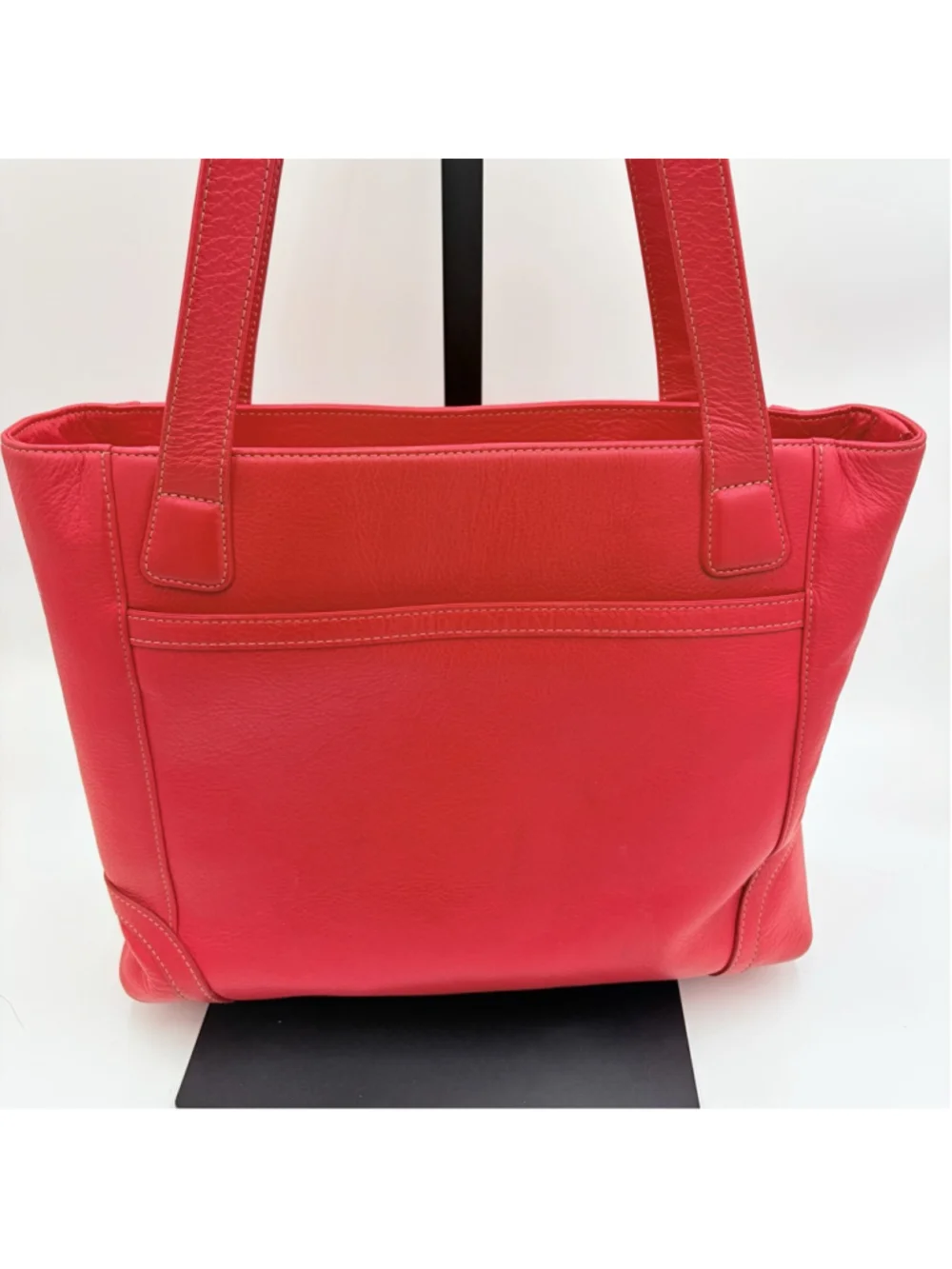 LEVENGER Red Pebbled LEATHER Large Tote Shoulder Work Bag Top Zip